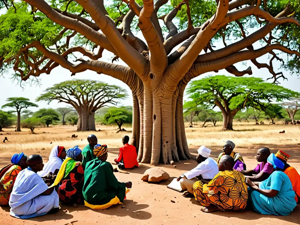 Activistas africanos debaten bajo baobab