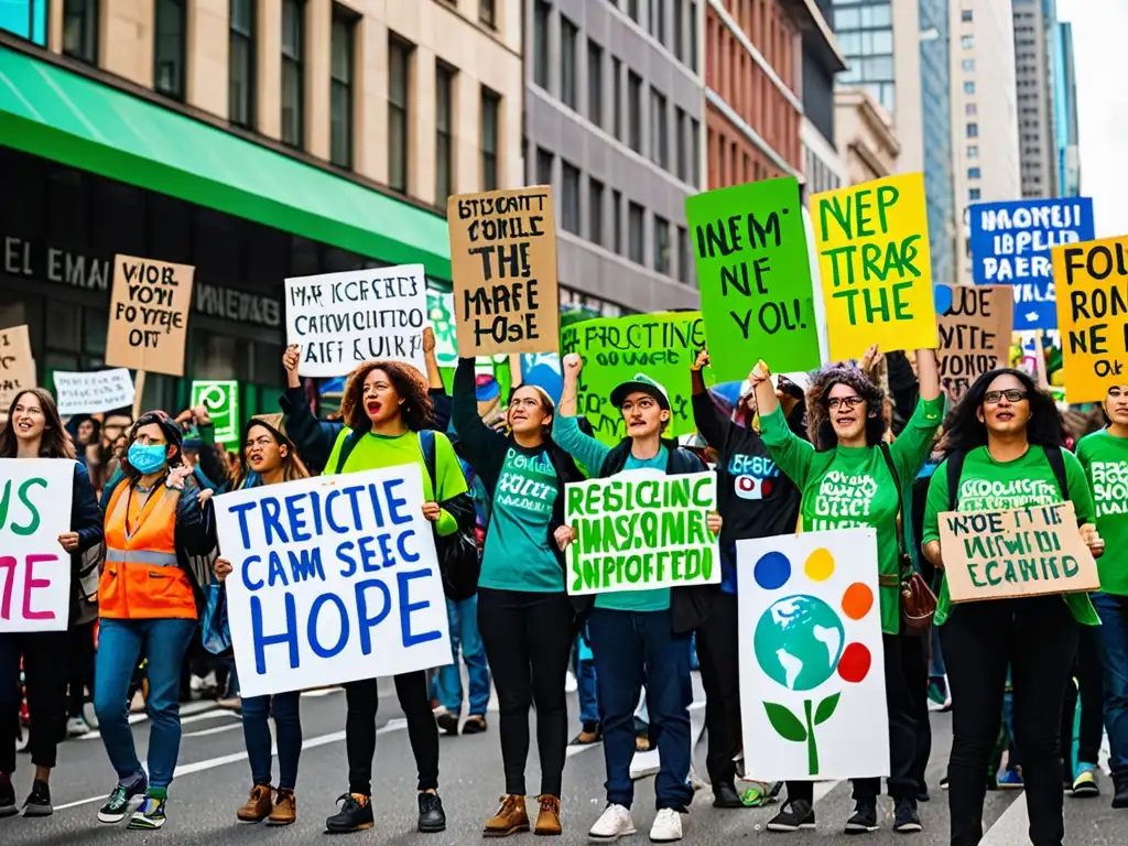 Activistas ambientales protestan en la ciudad con mensajes poderosos sobre el impacto global del activismo verde