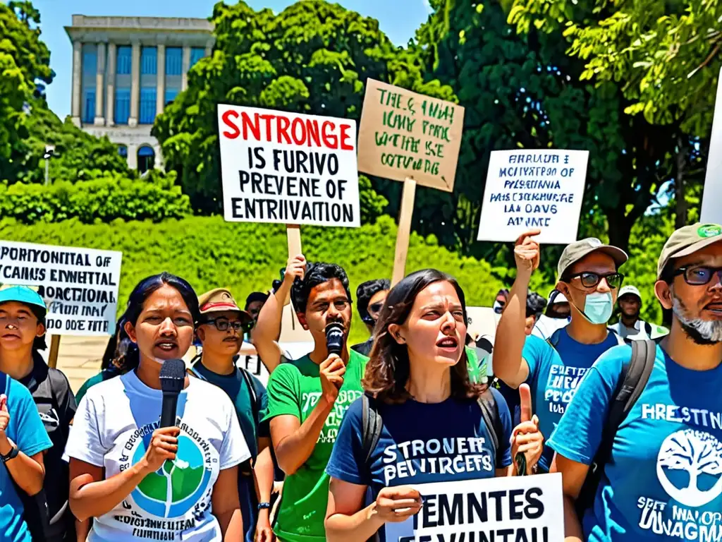 Activistas ambientales protestan por leyes de protección, unidos y determinados