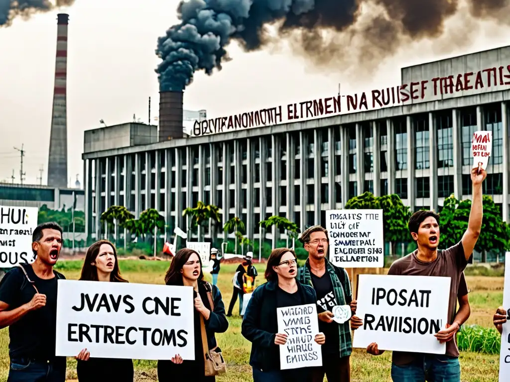 Activistas protestan por desafíos éticos en legislación ambiental frente a la contaminación industrial y la deforestación