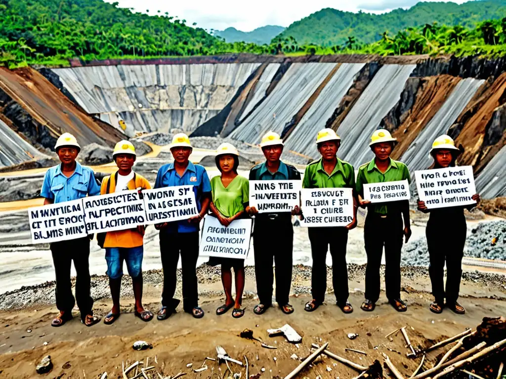 Activistas filipinos protestan contra la minería ilegal en un paisaje impactante