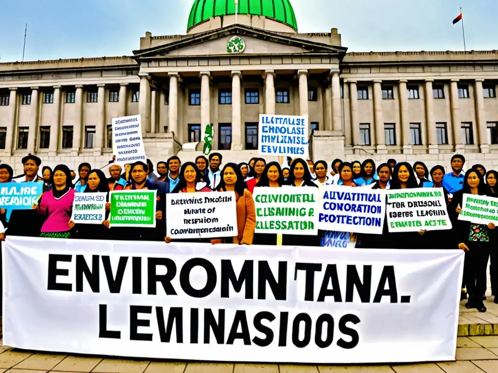 Activistas de ONGs en protesta pacífica frente a edificio legislativo