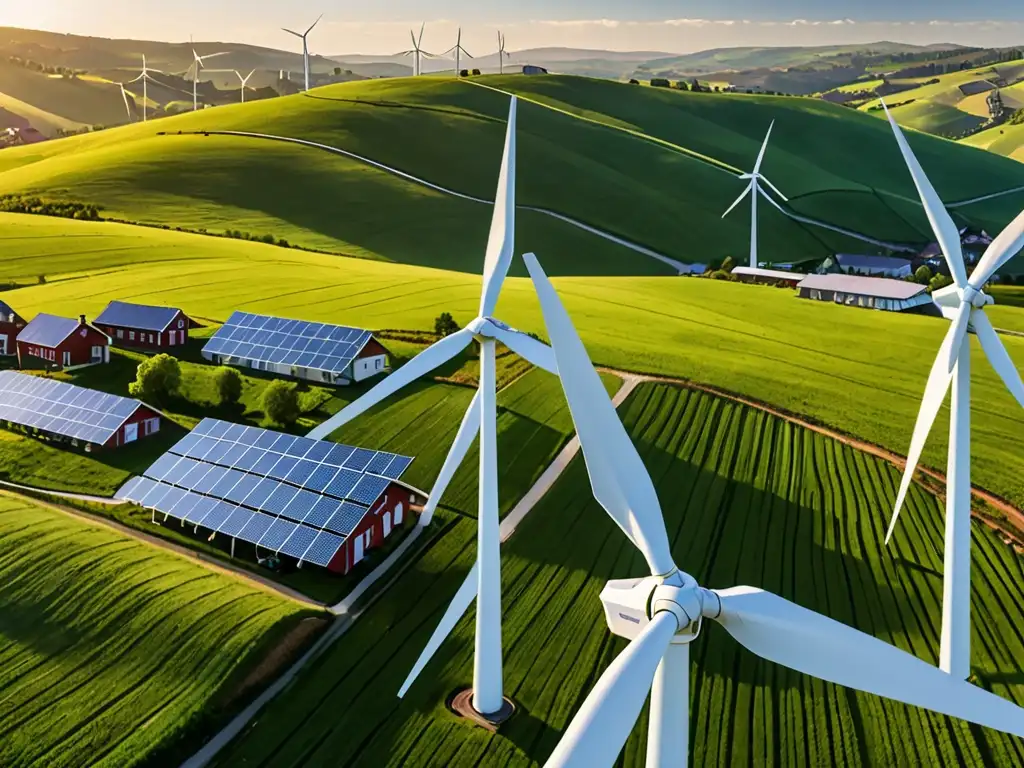 Una armonía entre la naturaleza y la tecnología: Desarrollo energías renovables impacto local en una comunidad rural con molinos y granjas