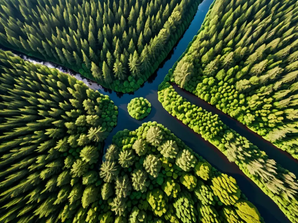 Un bosque exuberante en Europa con ríos serpenteantes y una rica biodiversidad