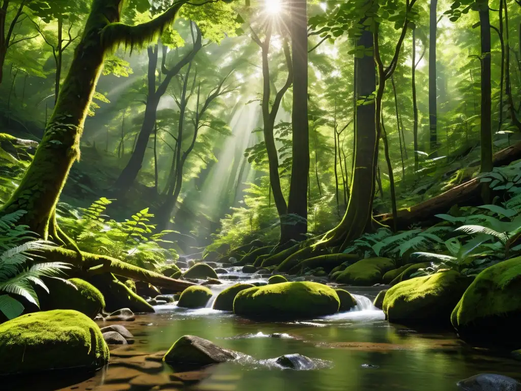 Un bosque exuberante y vibrante, lleno de vida y armonía natural