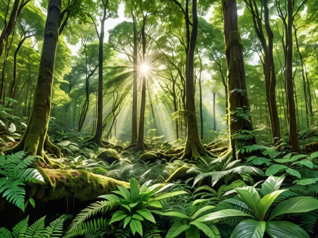 Un bosque exuberante y vibrante, irradiando tranquilidad y belleza natural