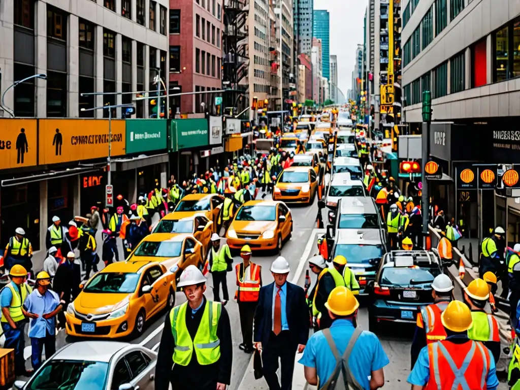 Caos urbano: ruido de coches, personas y obra