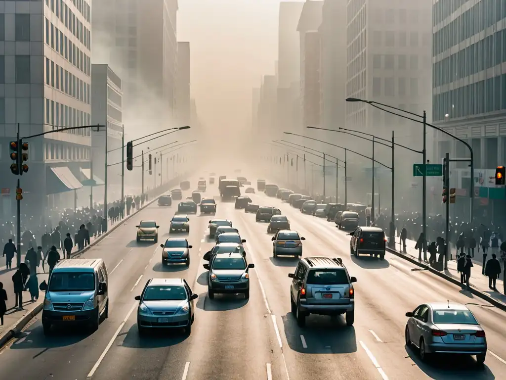 Una ciudad envuelta en smog, revelando la urgencia de legislación para proteger la calidad del aire en entornos urbanos