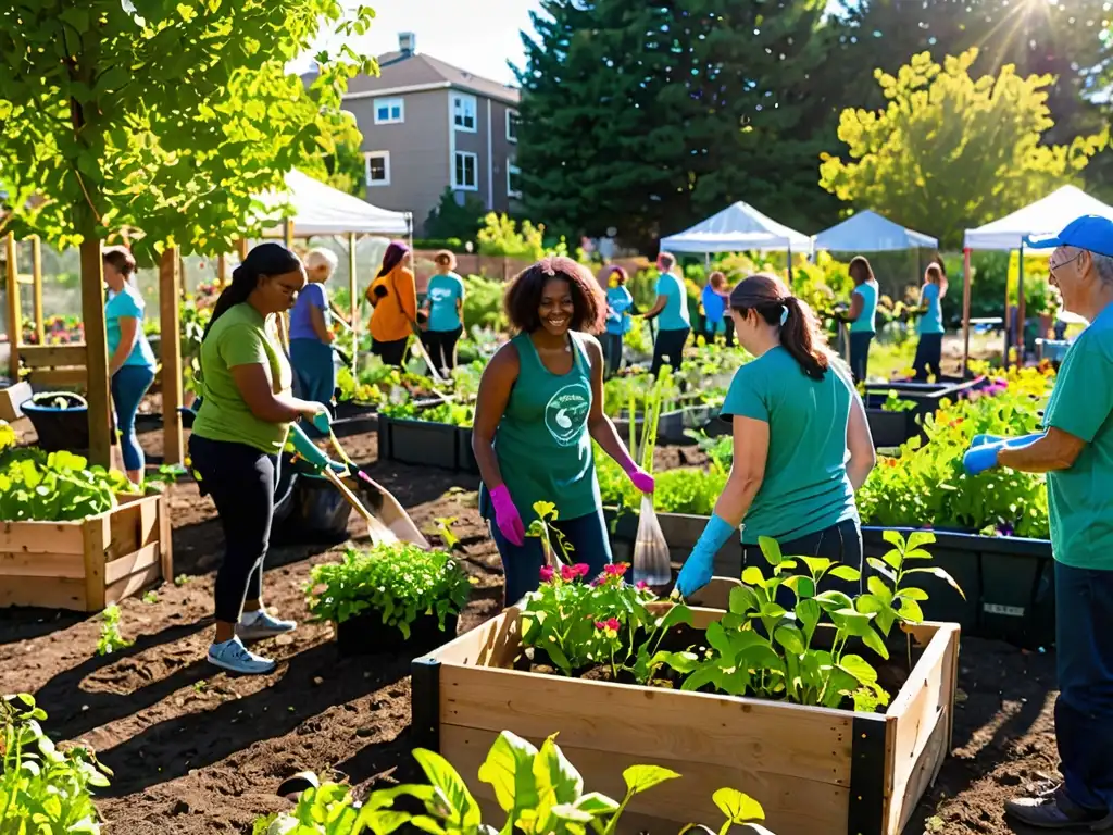 Participación ciudadana preservación espacios verdes en un animado jardín comunitario