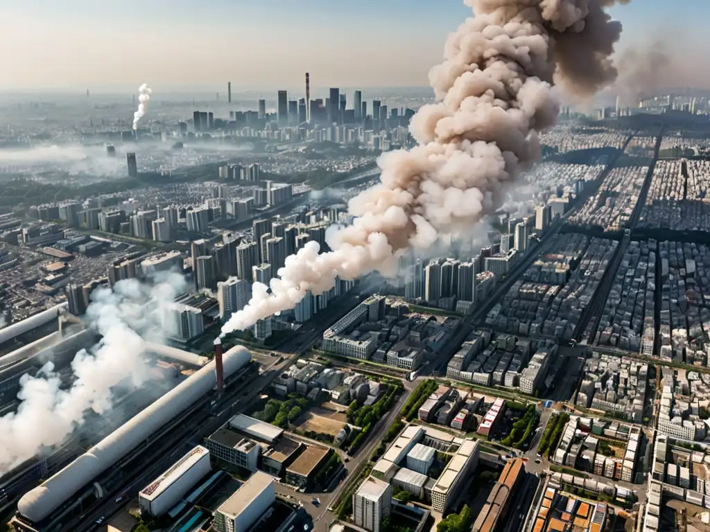 Comparativa Protocolo Kioto Acuerdo París: contraste entre ciudad contaminada y naturaleza prístina