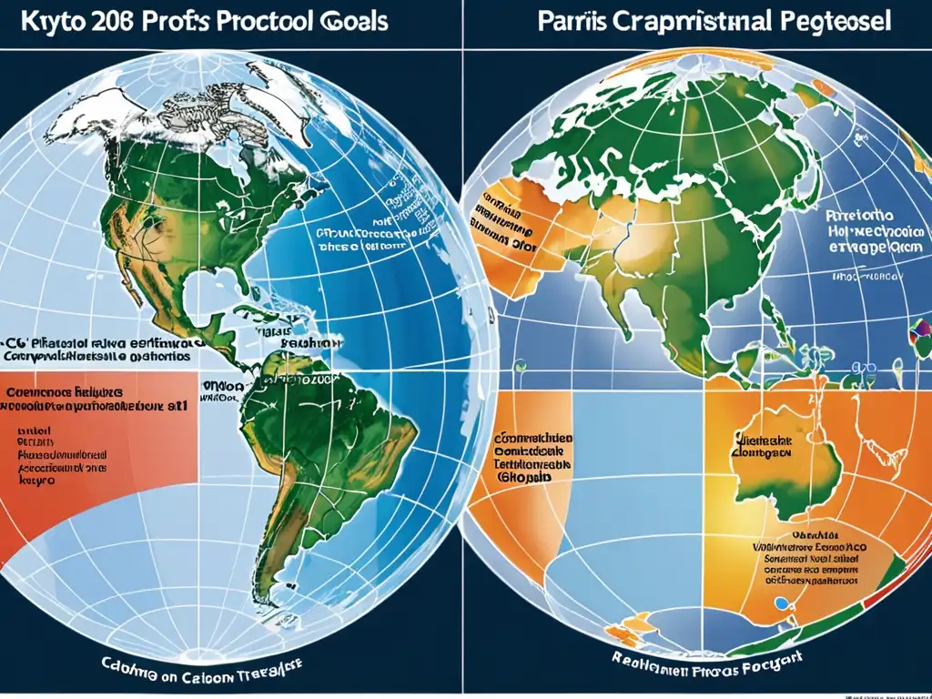 Comparativa Protocolo Kioto Acuerdo París: Detalle de objetivos y provisiones, estadísticas de emisiones y energías renovables