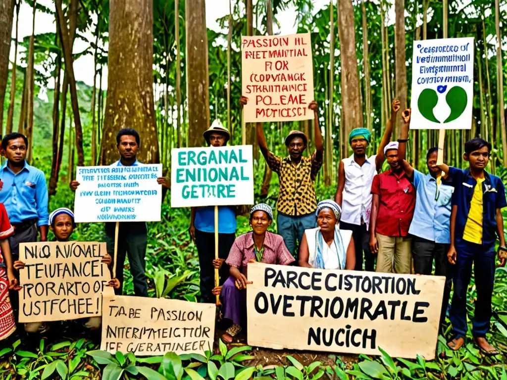 Comunidad local protesta pacífica por conservación ambiental, influencia políticas internacionales