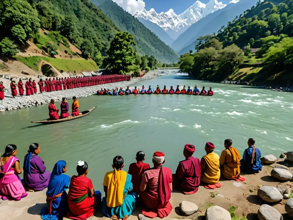 Comunidad nepalí realiza ceremonia junto a río sagrado en los Himalayas, en honor a la legislación ambiental protección ríos sagrados