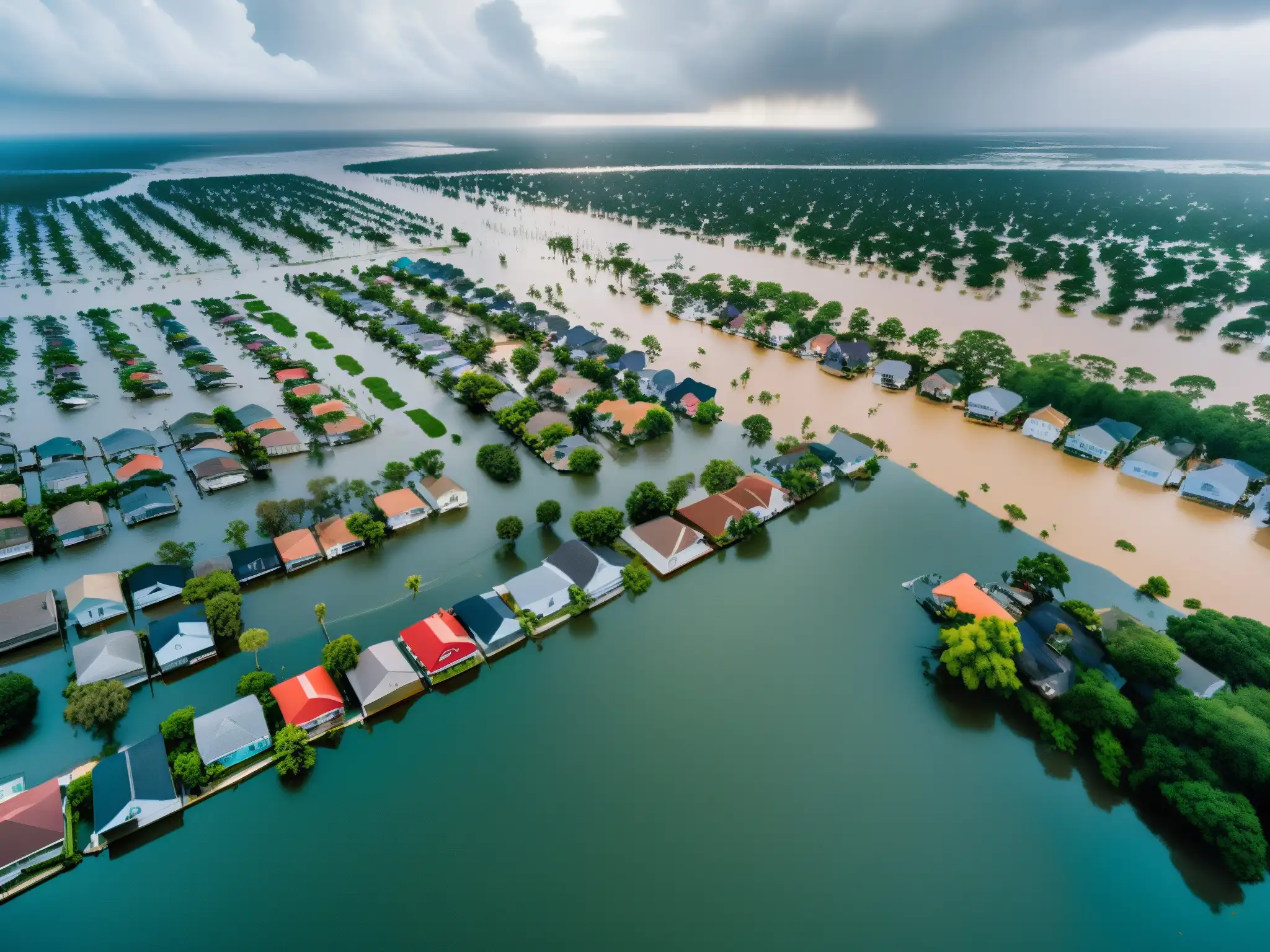 Comunidad resiliente y adaptativa frente a desastre natural, resaltando la necesidad de legislación innovadora cambio climático