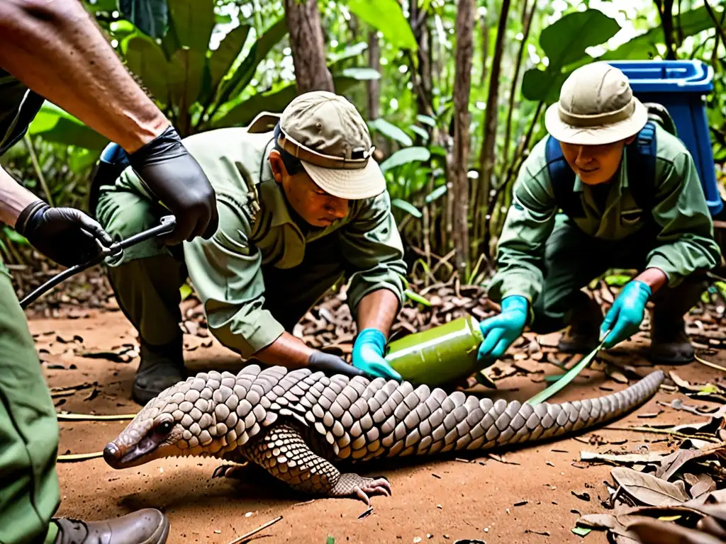 Conservacionistas liberan con cuidado pangolines en su hábitat protegido, destacando la protección especies exóticas vulnerables CITES