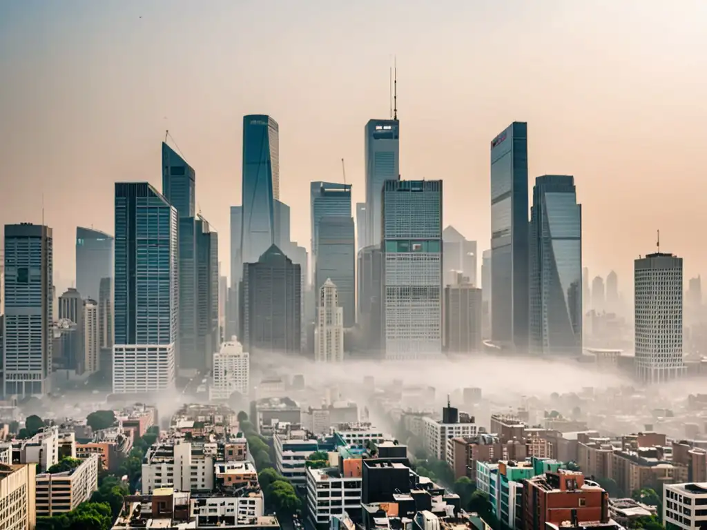 El contraste entre la imponente ciudad y la neblina destaca la importancia de la legislación sobre la calidad del aire en grandes ciudades