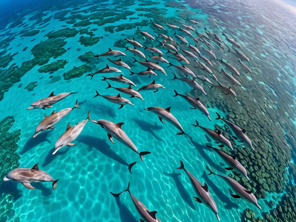 Desafío ético legislar espacio marino: Imagen aérea de un paraíso marino con vida diversa y arrecifes vibrantes bajo aguas cristalinas