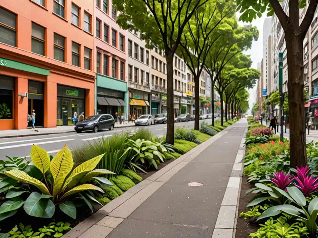 Detalle de árboles y plantas hipoalergénicas en la ciudad, promoviendo la regulación especies hipoalergénicas plantación urbana