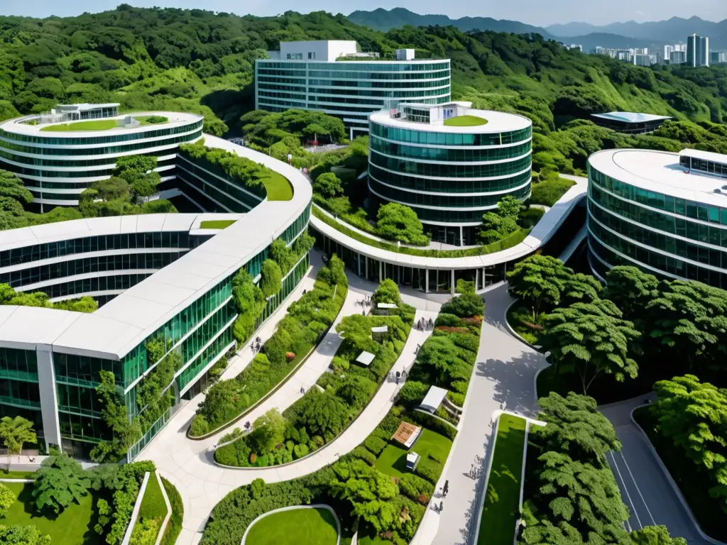 Edificio corporativo con impacto acuerdos internacionales medio ambiente