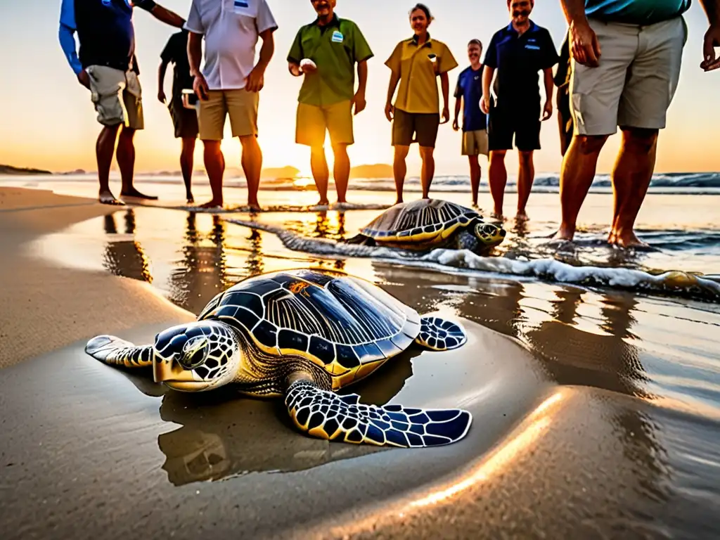 Emotiva liberación al amanecer de tortugas marinas rehabilitadas Un emotivo amanecer: científicos y conservacionistas liberan tortugas marinas rehabilitadas al mar