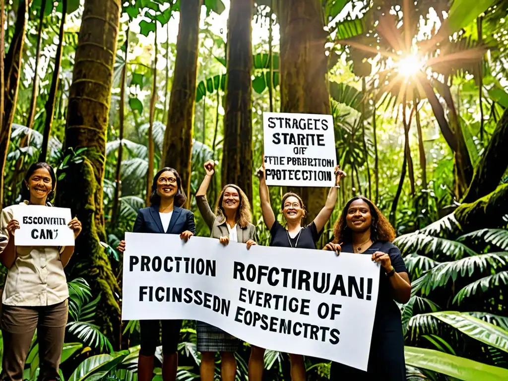 Un equipo de abogados y activistas ambientales defiende la protección del ecosistema en una selva exuberante