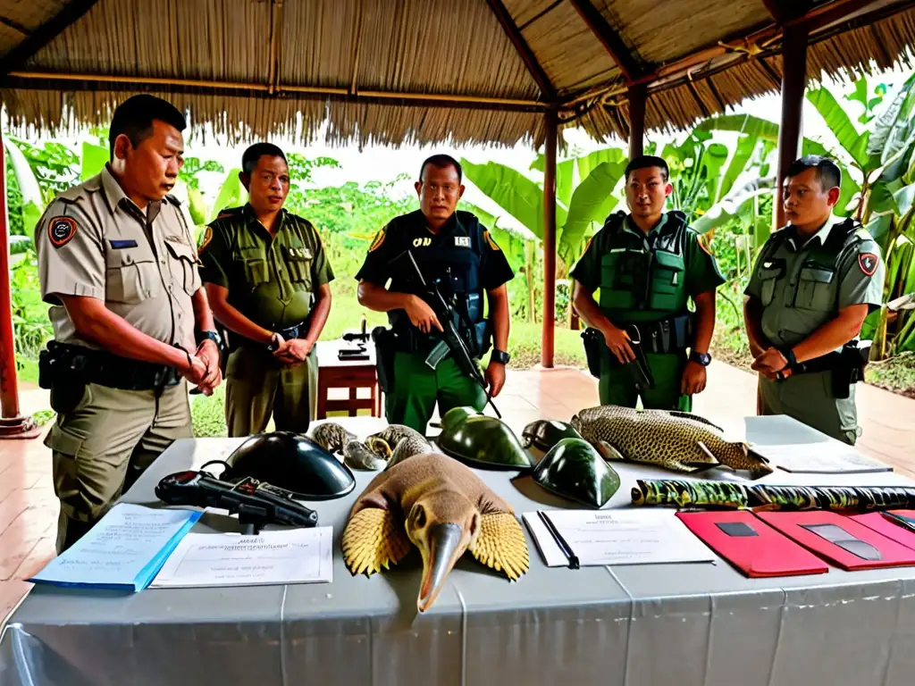 Un equipo de agentes realiza un operativo contra el tráfico de vida silvestre, con animales exóticos confiscados