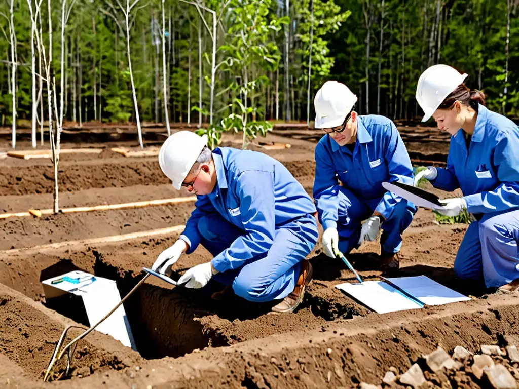 Un equipo de auditores ambientales corporativos realiza minuciosas evaluaciones de campo en una instalación, destacando la importancia de auditorías ambientales corporativas