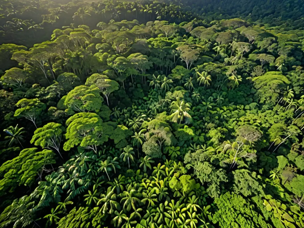 Espectacular vista aérea de un exuberante bosque lluvioso, con diversidad de vida