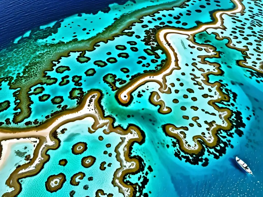 Espectacular vista aérea del océano con arrecifes de coral y vida marina vibrante