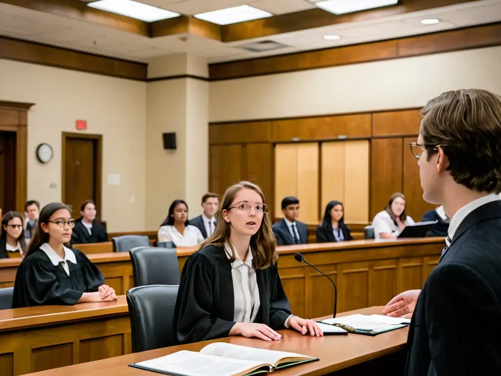 Estudiantes de derecho ambiental global participan en un juicio simulado, mostrando pasión y profesionalismo en la aplicación práctica de sus conocimientos