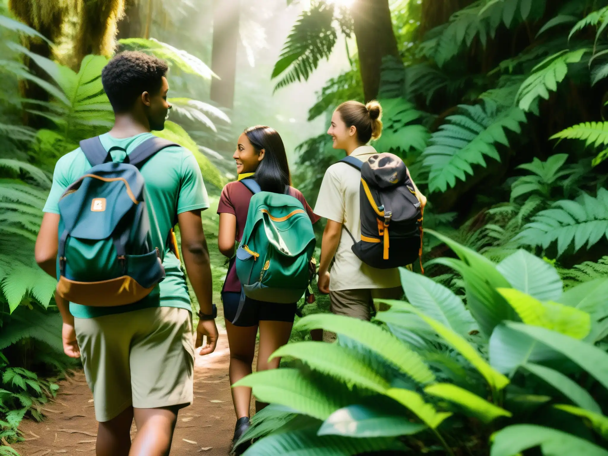 Estudiantes divers@s exploran la naturaleza, conversando y descubriendo la vida silvestre