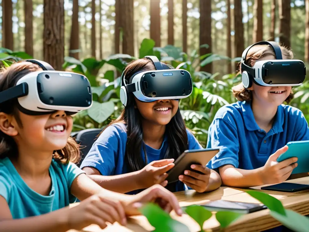 Estudiantes exploran ecosistema en realidad virtual, guiados por maestro