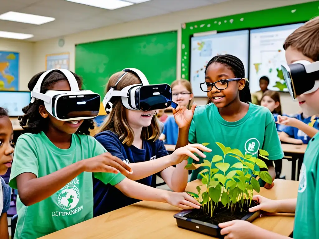 Estudiantes y maestro experimentan en aula tecnológica con realidad virtual