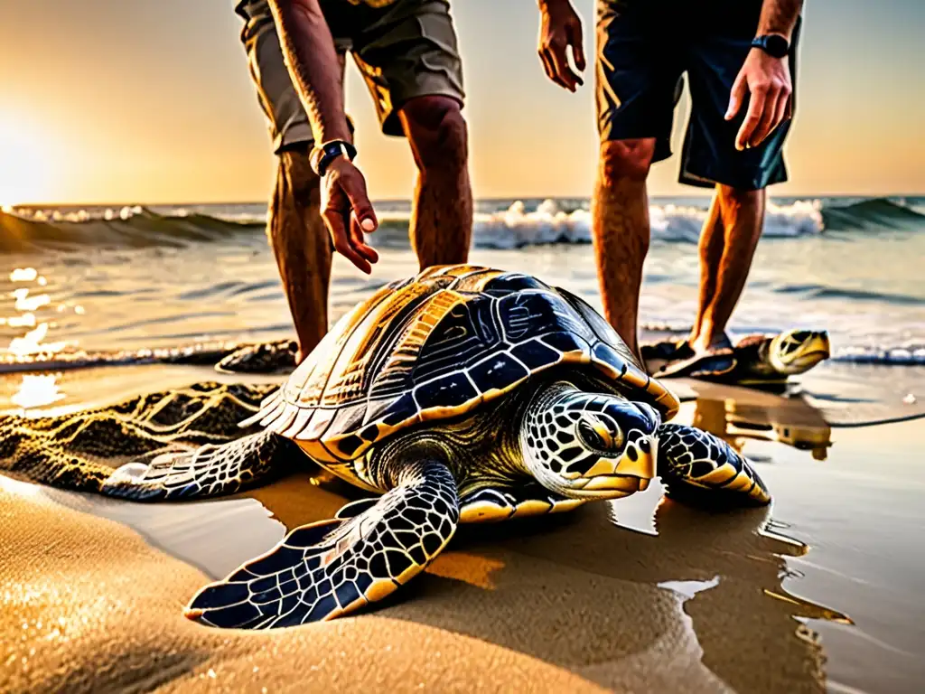 Emotiva liberación de tortugas marinas al atardecer Cooperación internacional en exitoso rescate de especies marinas al atardecer