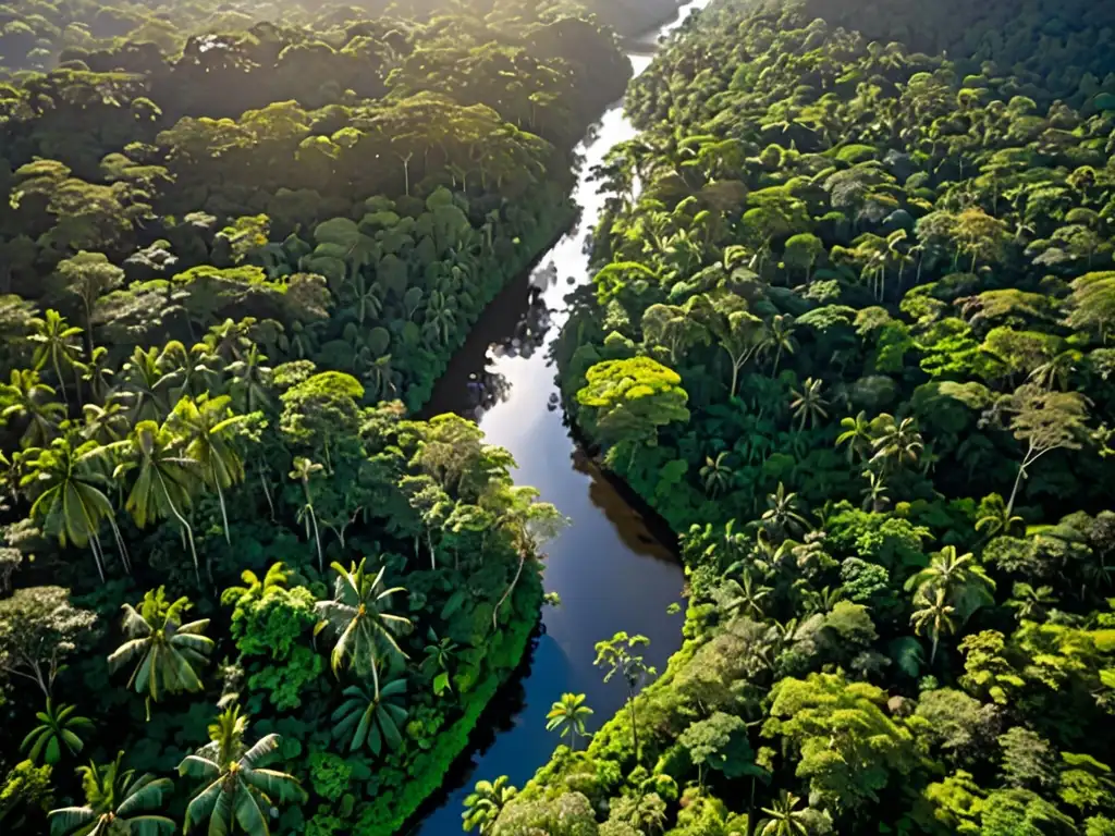 Un exuberante bosque lluvioso con diversidad y riqueza bajo la luz del sol