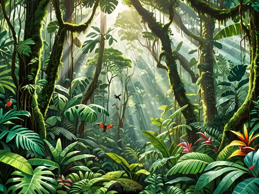 Un exuberante bosque tropical muestra la biodiversidad y la belleza de la naturaleza