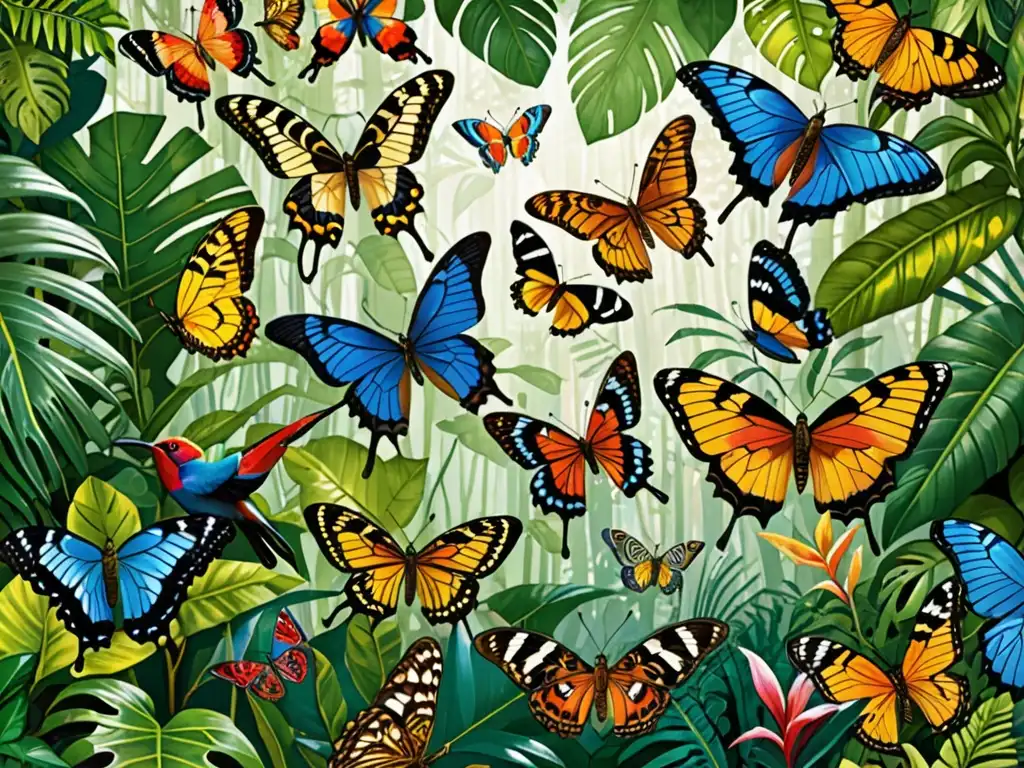 Selva exuberante muestra la biodiversidad Un exuberante y denso bosque tropical, tejiendo una vibrante variedad de especies