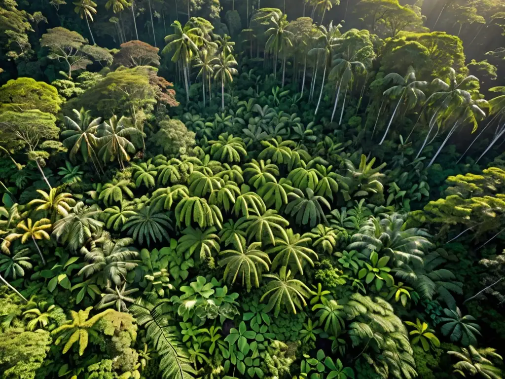 Una exuberante selva lluviosa con diversidad de especies