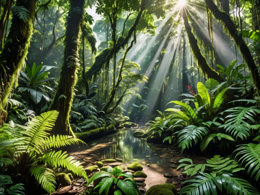 Una exuberante selva tropical en 8k, con una diversidad de flora y fauna