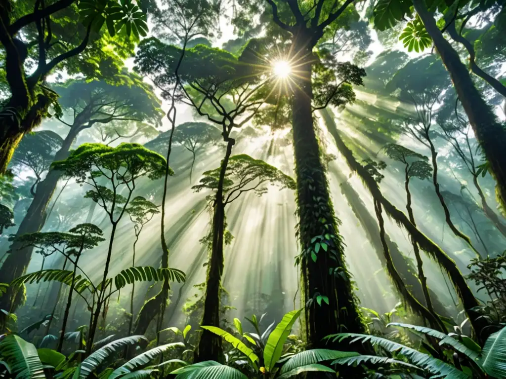 Un exuberante y sereno bosque tropical en Asia