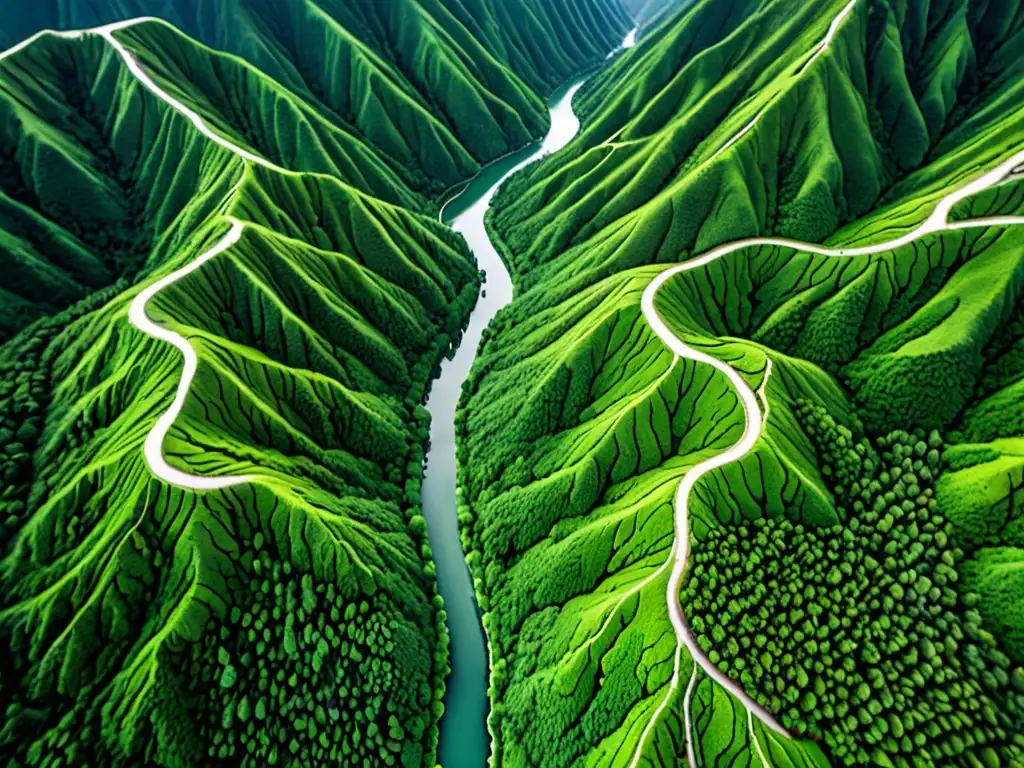 Una foto aérea impresionante de los exuberantes paisajes de la provincia de Sichuan en China