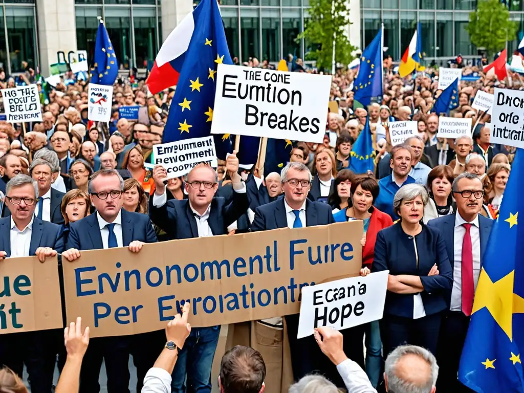 Manifestación frente al Parlamento Europeo por el impacto del Brexit en políticas ambientales