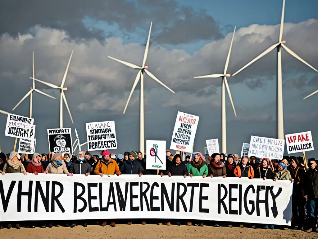 Manifestación pacífica frente a parque eólico