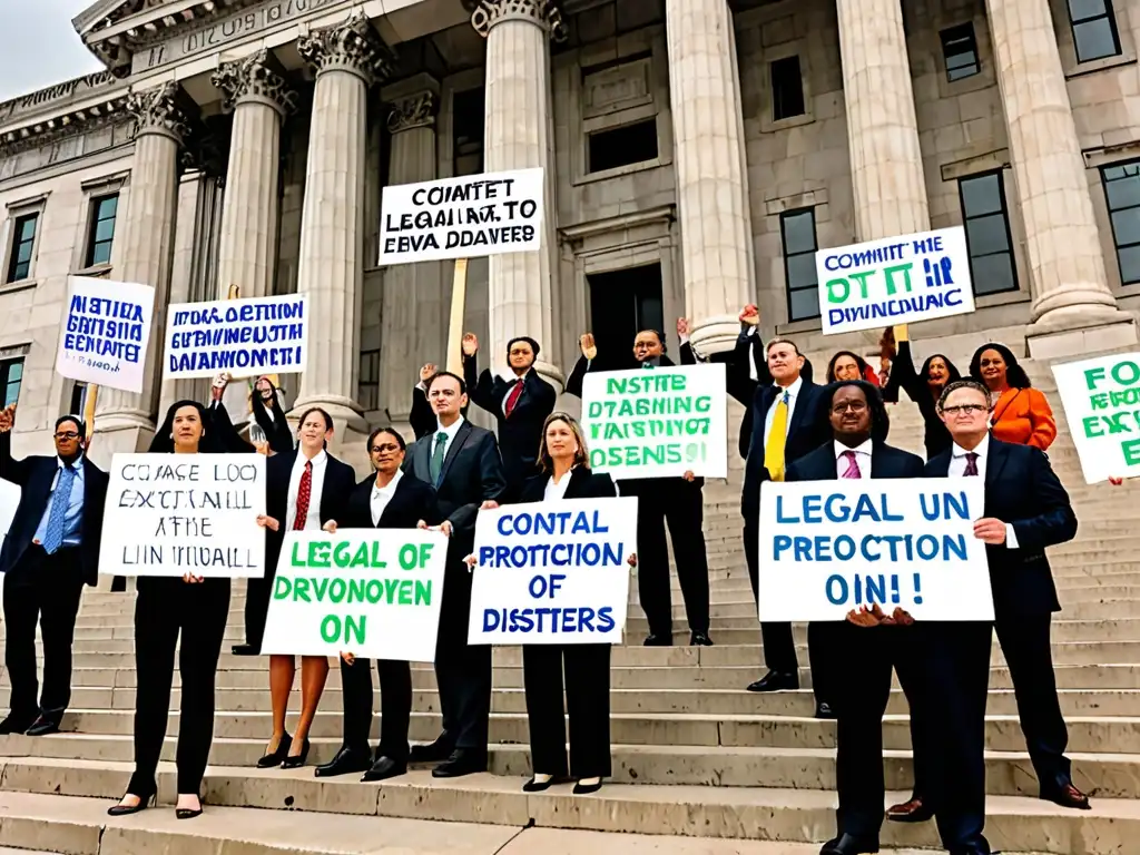 Grupo de abogados y activistas ambientales defienden legalmente el medio ambiente ante desastres naturales, mostrando determinación y resiliencia