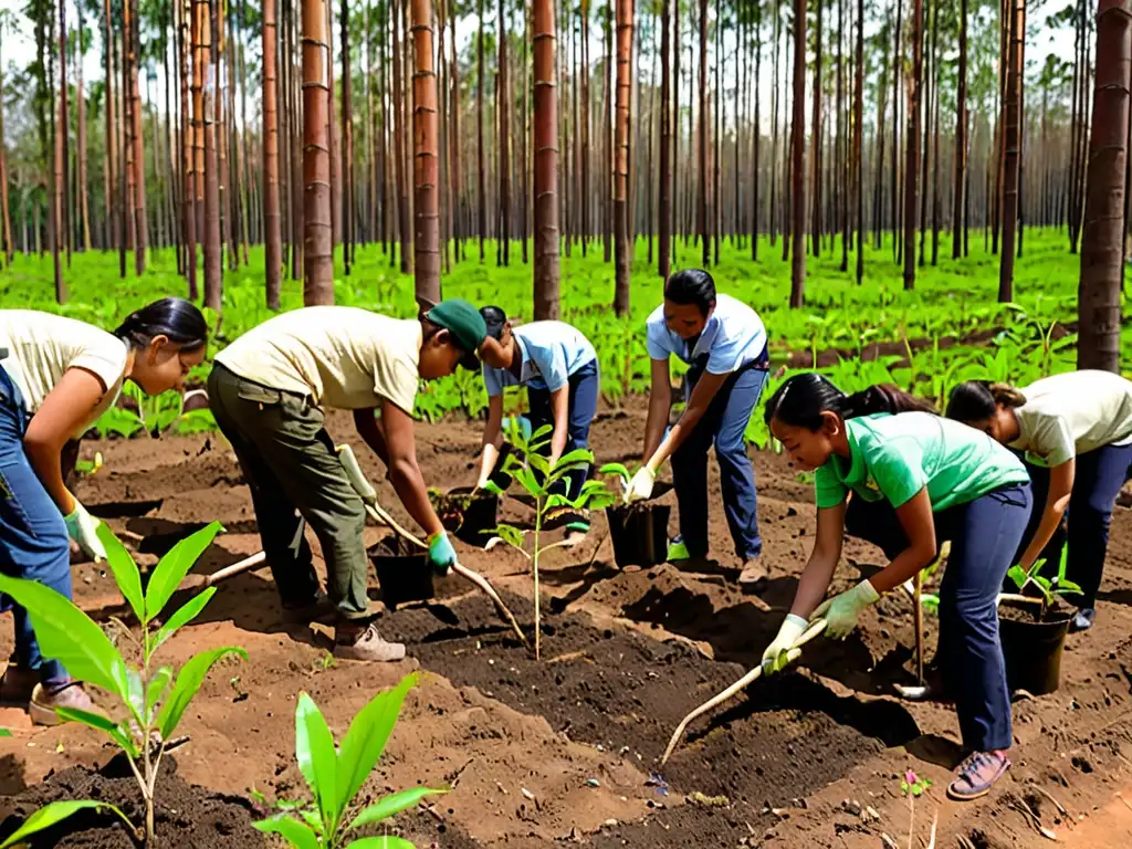 Grupo comprometido planta árboles en proyecto de reforestación con incentivos fiscales proyectos ambientales