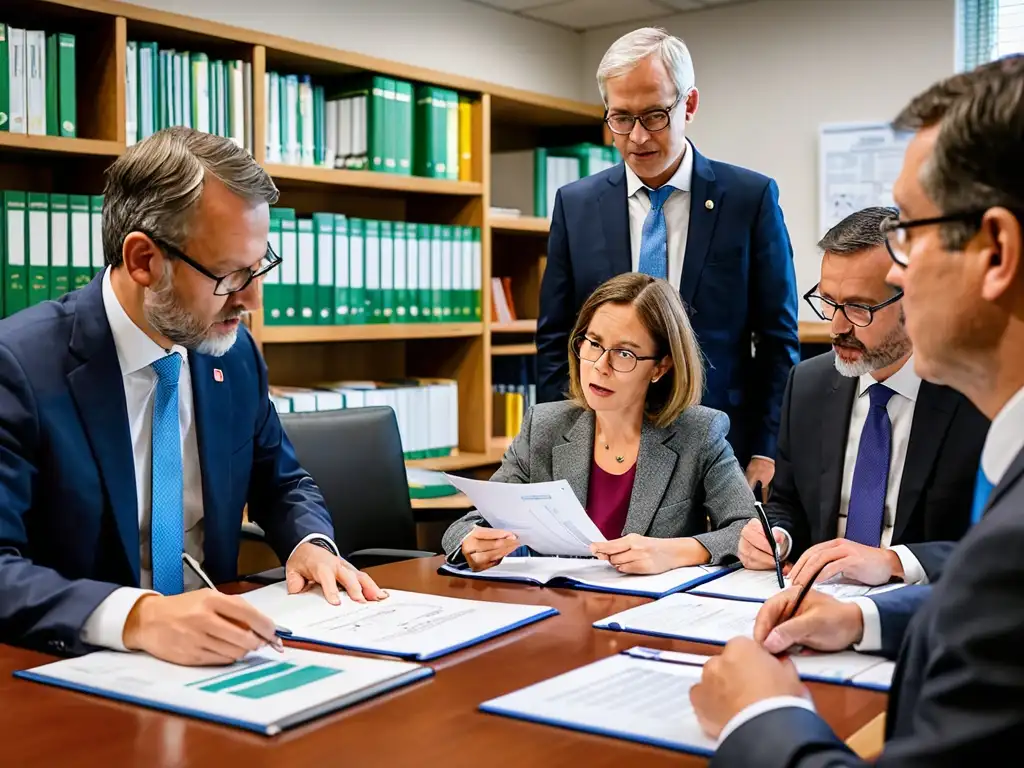 Grupo de legisladores y expertos ambientales trabajando en claves legales para la economía circular sostenible