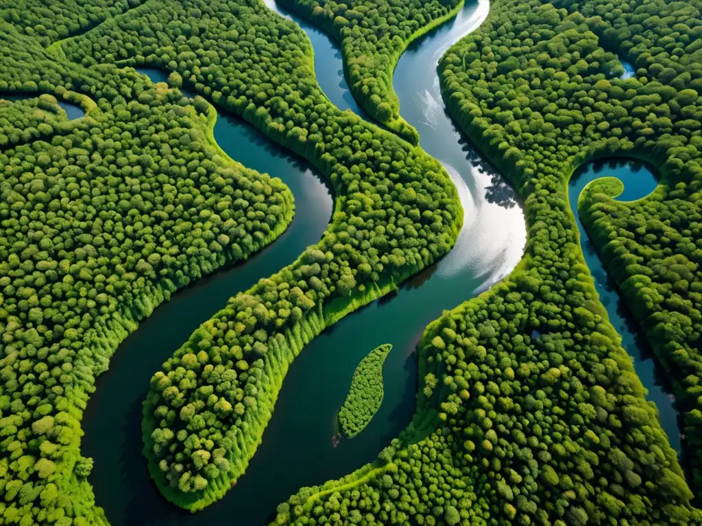 Hermoso paisaje natural con río serpenteante y exuberante vegetación