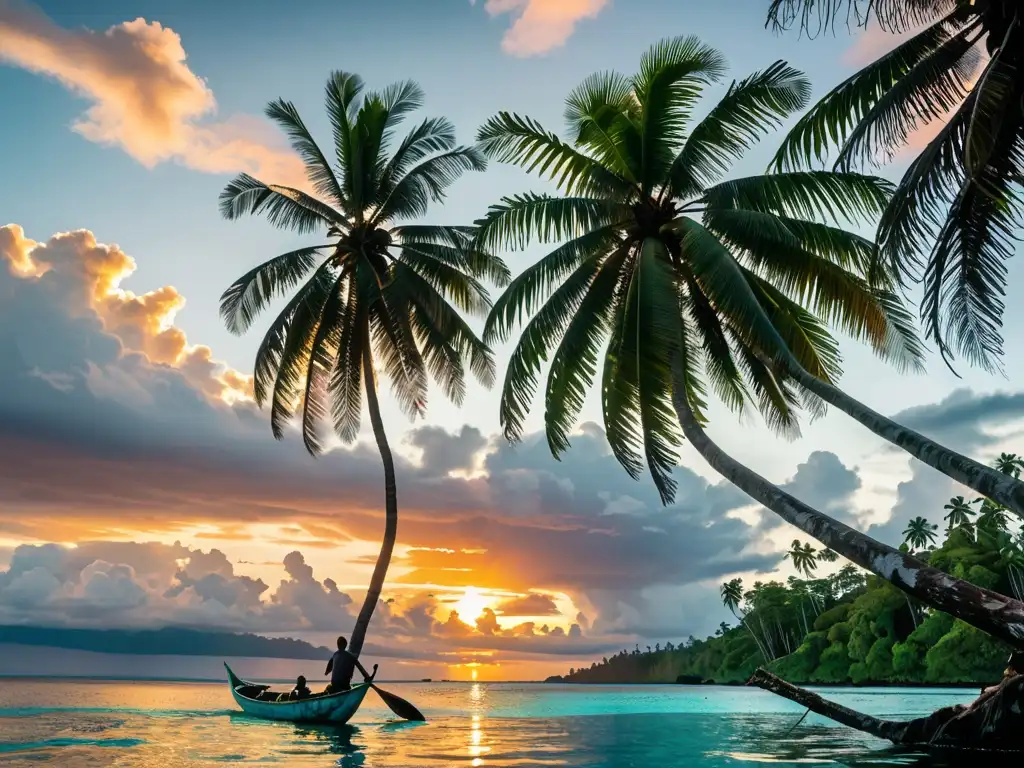 Idílico atardecer en isla tropical de las Islas Salomón, reflejando la belleza natural y la conexión con el entorno