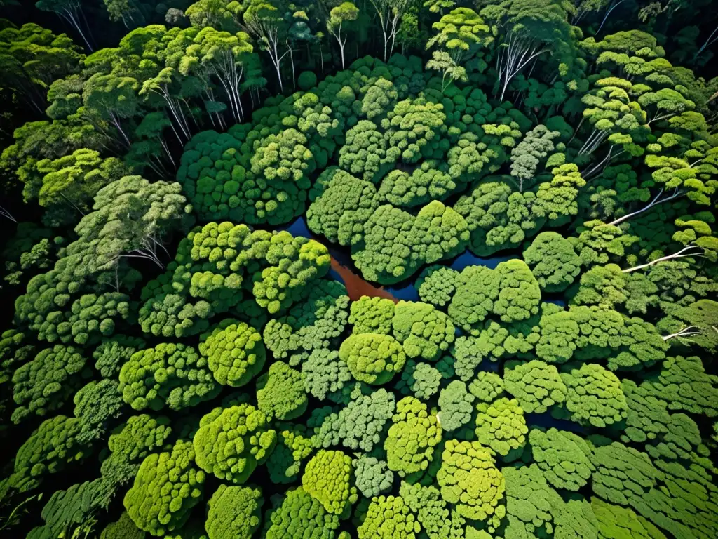 Imagen aérea de exuberante selva tropical, con una diversidad impresionante