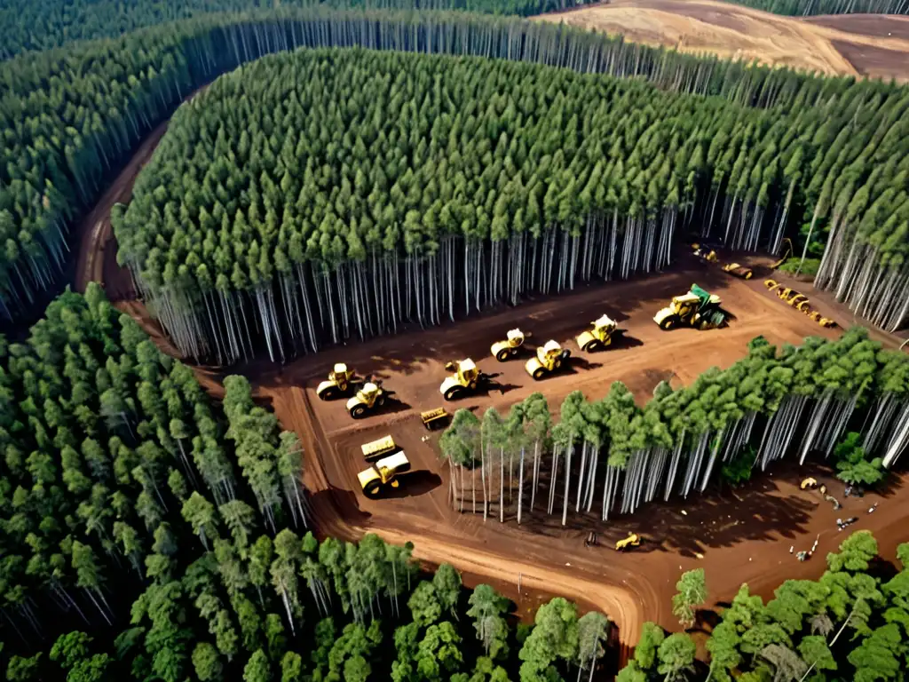 Imagen aérea impactante de deforestación masiva